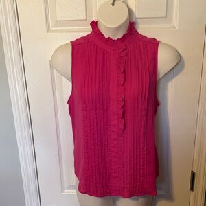 Ann Taylor Fuchsia Sleeveless Ruffle Blouse